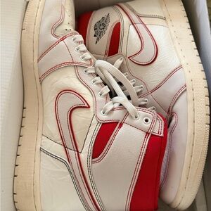 Nike Air Jordan  High-Top Athletic Sneakers - White/Red